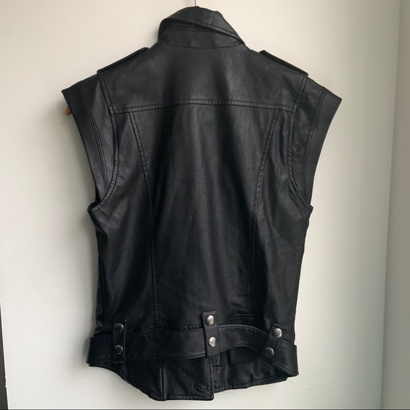 GUESS SLEEVLESS FAUX LEATHER JACKET - Picture 4 of 10